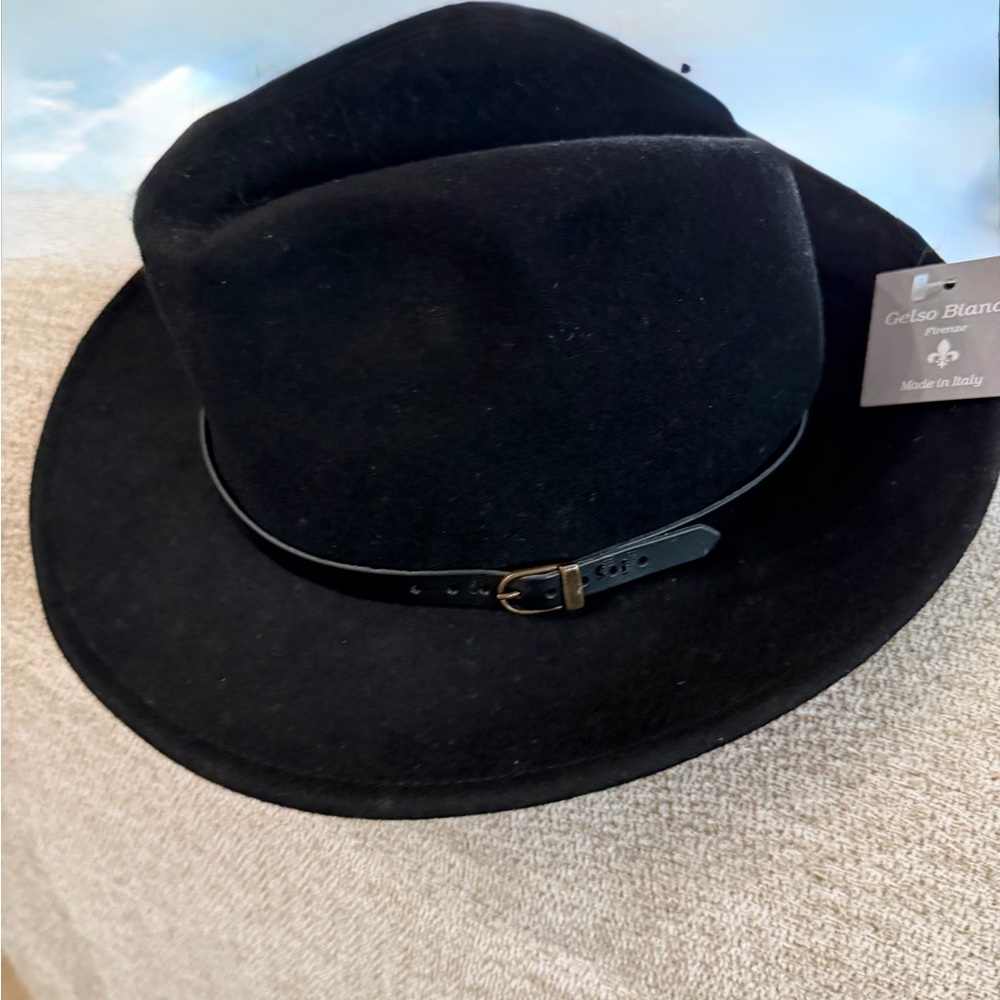Classic Black Fedora Wool Hat Made In Italy - Picture 9 of 12